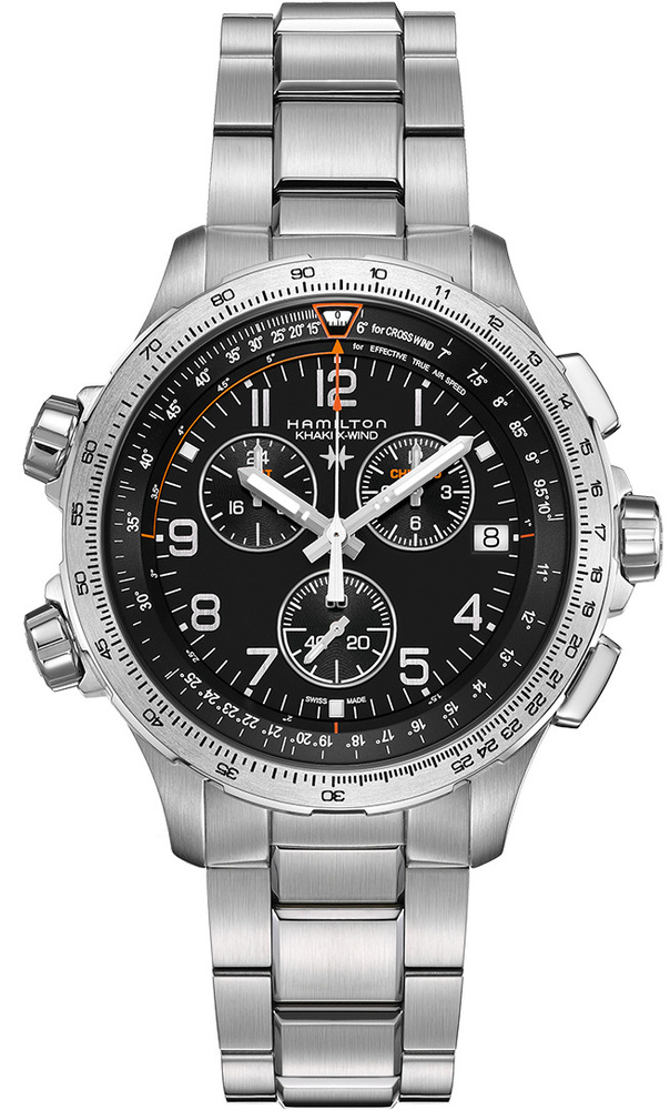 Швейцарские кварцевые часы Hamilton Khaki X-Wind GMT Chrono Quartz H77912135 на стальном браслете, с #1
