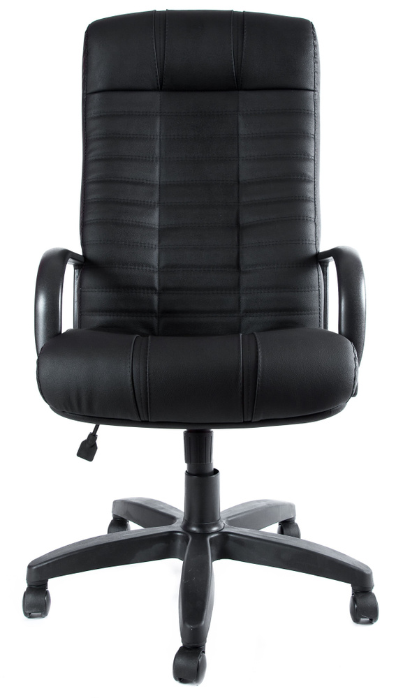 Кресло компьютерное Евростиль Атлант офисное, натуральная кожа, черный  #1