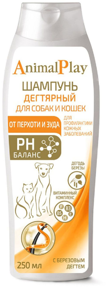 Animal Play шампунь для собак и кошек, дегтярный, для профилактики кожных заболеваний, 250 мл  #1