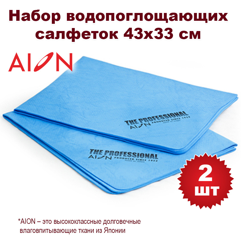 Замша искуственная, набор AION Professional Chamois, 2 шт., 43х33 см, голубые  #1