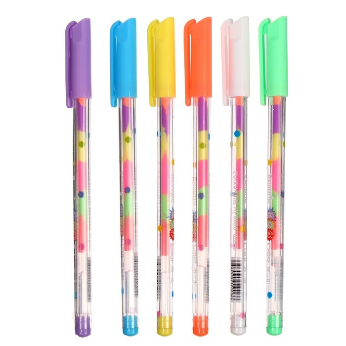 Набор гелевых ручек с блёстками, 6 цветов, в пластиковой упаковке, 1 набор  #1