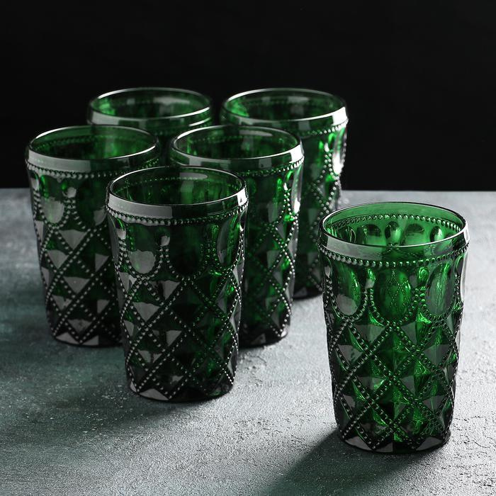 Набор стаканов "Варьете", 465 мл, 8,5х14 см, 6 шт, цвет зелёный  #1