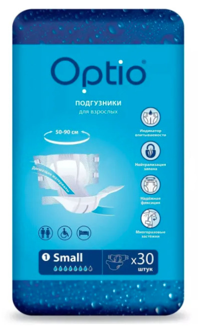 Подгузники для взрослых Оптио - Optio Soft S (60-90см) х 30 штук. Памперсы для взрослых. Впитывающее #1