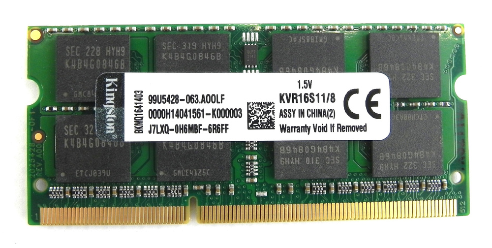 Kingston Оперативная память DDR3 8GB SO-DIMM 1600 Mhz PC3-12800 1x8 ГБ (для ноутбука)  #1