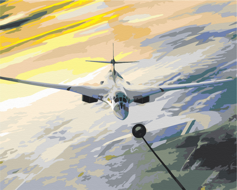 Картина по номерам на холсте с подрамником 40х50 см. Самолеты, вертолеты, техника, корабли."Бомбардировщик #1