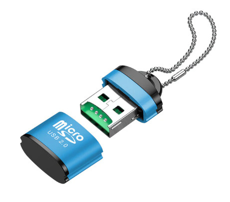 Картридер mini, устройство для чтения карт памяти microSD, USB 2.0, адаптер, переходник, синий  #1