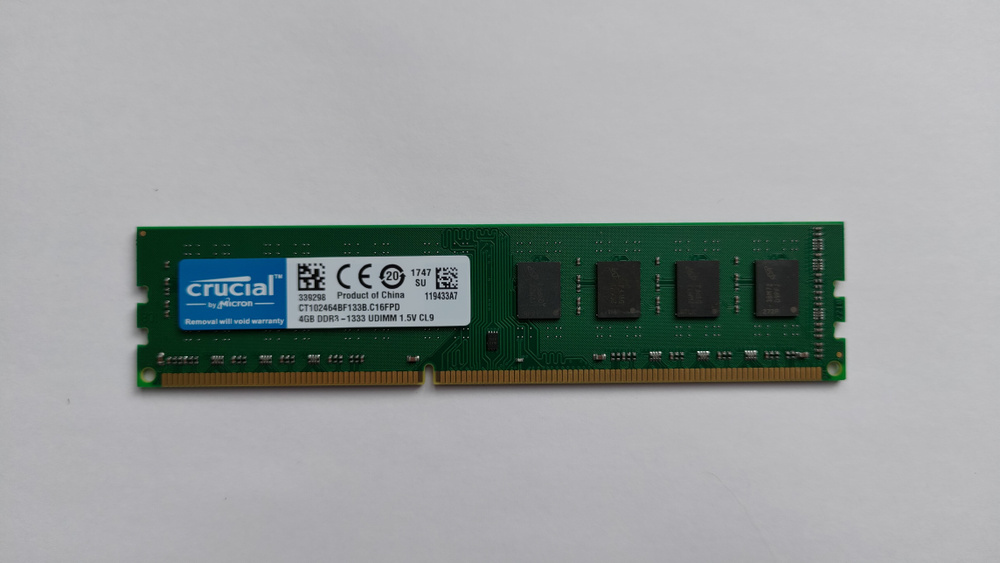 Crucial Оперативная память DDR3 4 ГБ 1333 MHz DIMM PC3-10600U_CT102464BF133Bp.4G 1x4 ГБ (CT102464BF133Bp.4G) #1