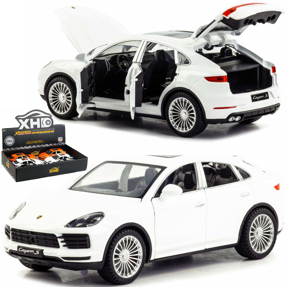 Металлическая машинка 1:24 Porsche Cayenne Turbo S инерционная, свет, звук / Белый  #1