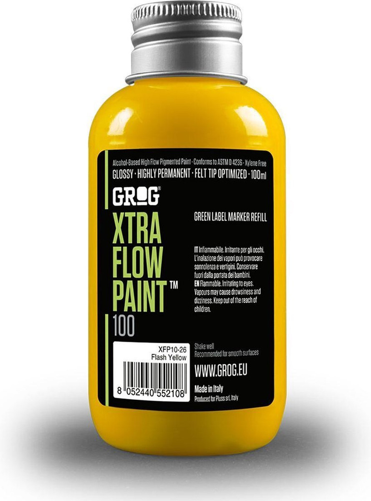 Заправка для маркеров и сквизеров Grog Xtra Flow Paint желтые флеш Flash Yellow 100 мл  #1