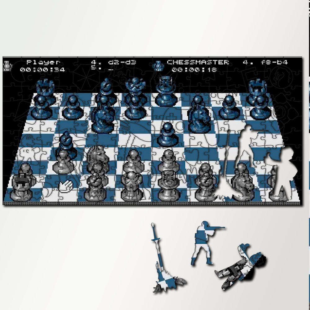 Пазл деревянный с фигурками из дерева 230 деталей 46х23 см игры ChessMaster, Шахматы, мастер, стратегия, #1