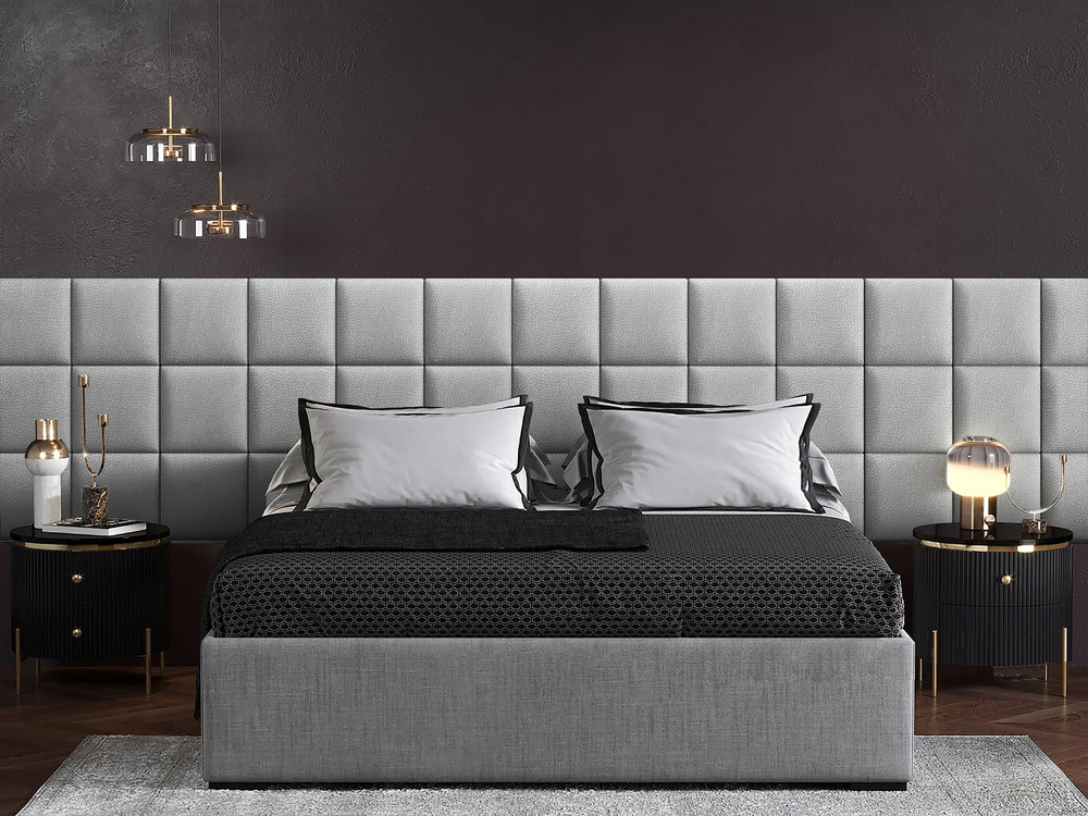 Панель кровати Eco Leather Silver 30х30 см 1 шт. #1