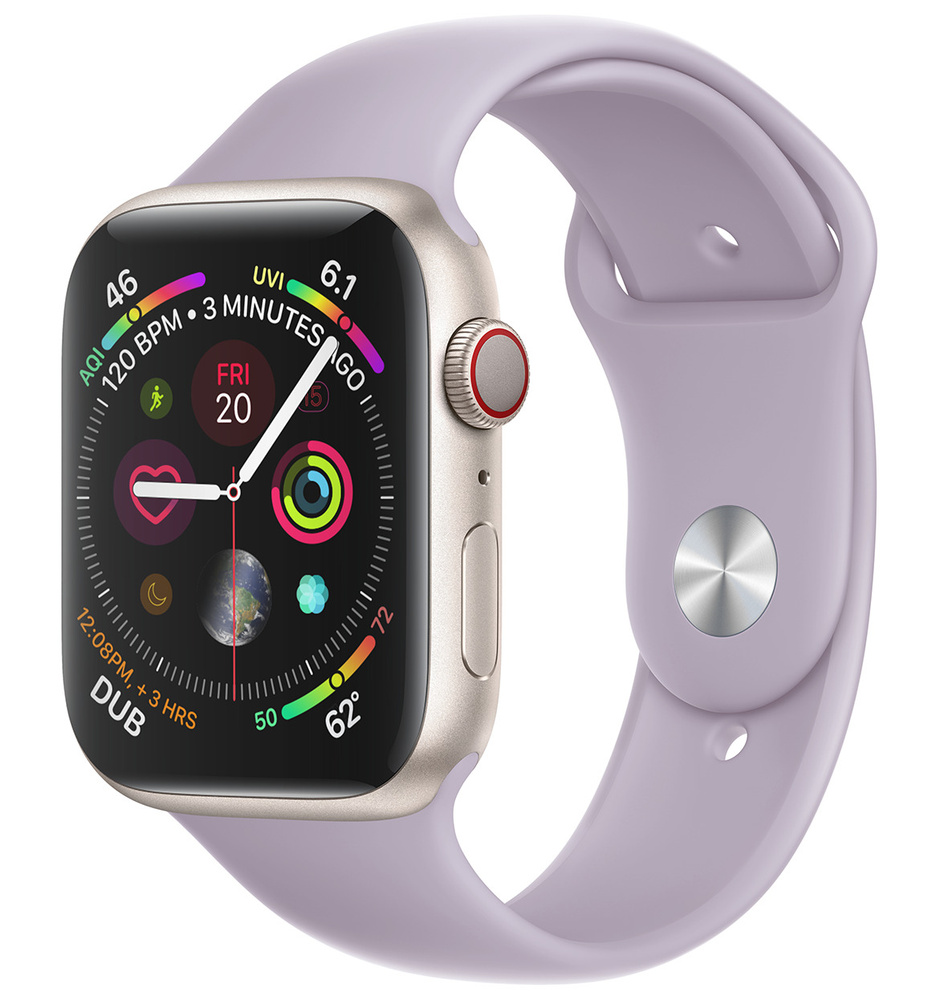 Ремешок силиконовый для Apple Watch в корпусе 38/40/41 мм, размер запястья - S(M), Светло-пурпурный ремешок #1