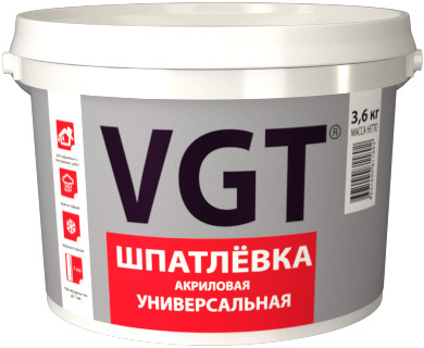 VGT Шпатлёвка универсальная для нар/внутр работ (влагостойкая) 3.6 кг  #1