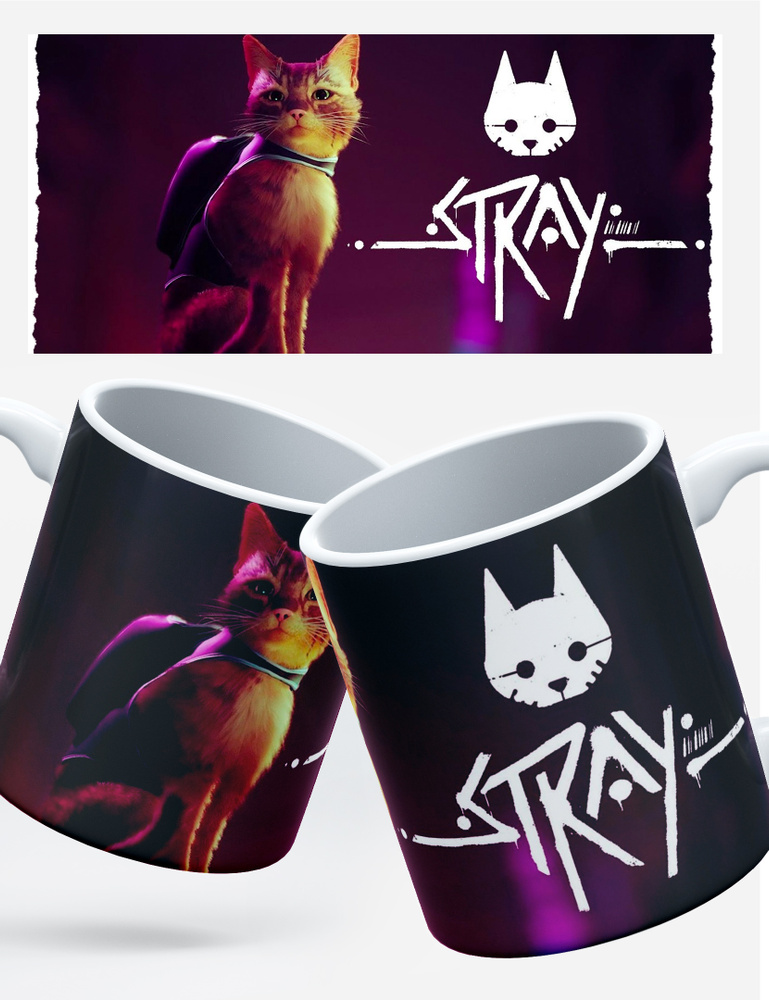 Кружка RocketCup с принтом "Stray", компьютерная игра про кошек  #1