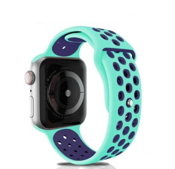 Силиконовый ремешок для часов Apple Watch 38/40/41 мм бирюзовый/фиолетовый (№16) / Ремешок для часов #1