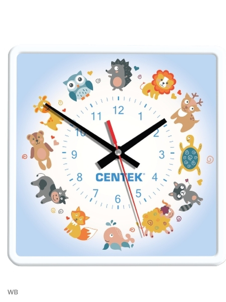 Часы настенные Centek СТ-7103 (дети) 25х25 см, квадрат, шаговый ход, кварцевый механизм  #1