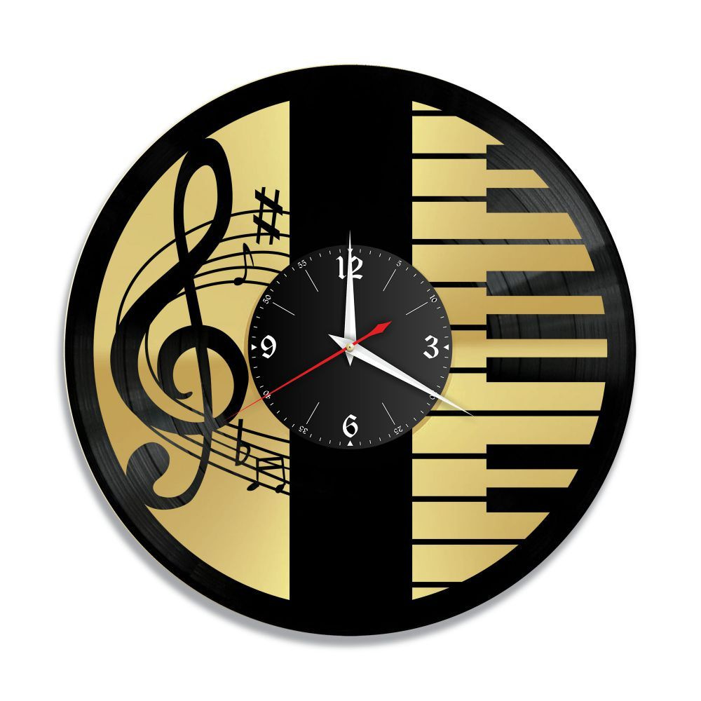 RedLaser Настенные часы "Музыка золото, из винила, №8", 30 см #1