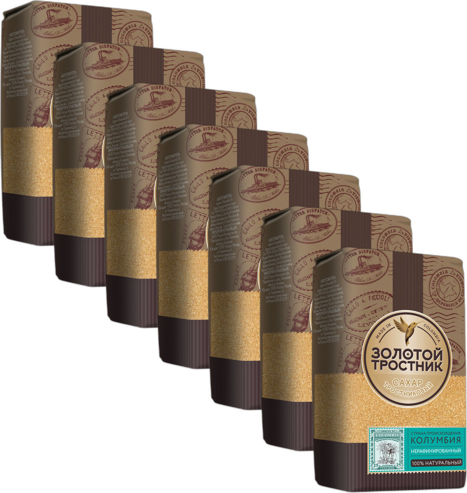 Сахар Золотой Тростник тростниковый нерафинированный, комплект: 7 упаковок по 900 г  #1