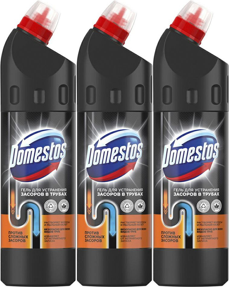 Гель Domestos для устранения засоров в трубах 750 мл, комплект: 3 упаковки  #1