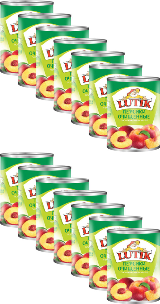 Персики Lutik половинки очищенные в сиропе, комплект: 14 упаковок по 410 г  #1
