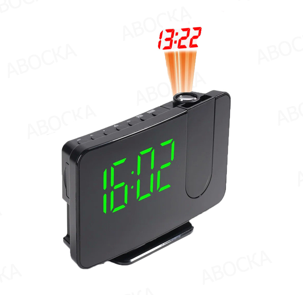 Проекционные часы 0716 /настольные, будильник, радио/зелёный  #1