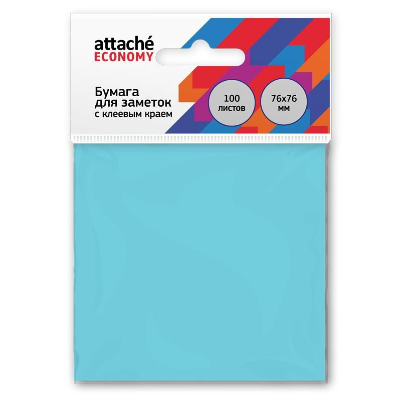Стикеры Attache Economy с клеев.краем 76x76 мм 100 листов неоновый синий  #1