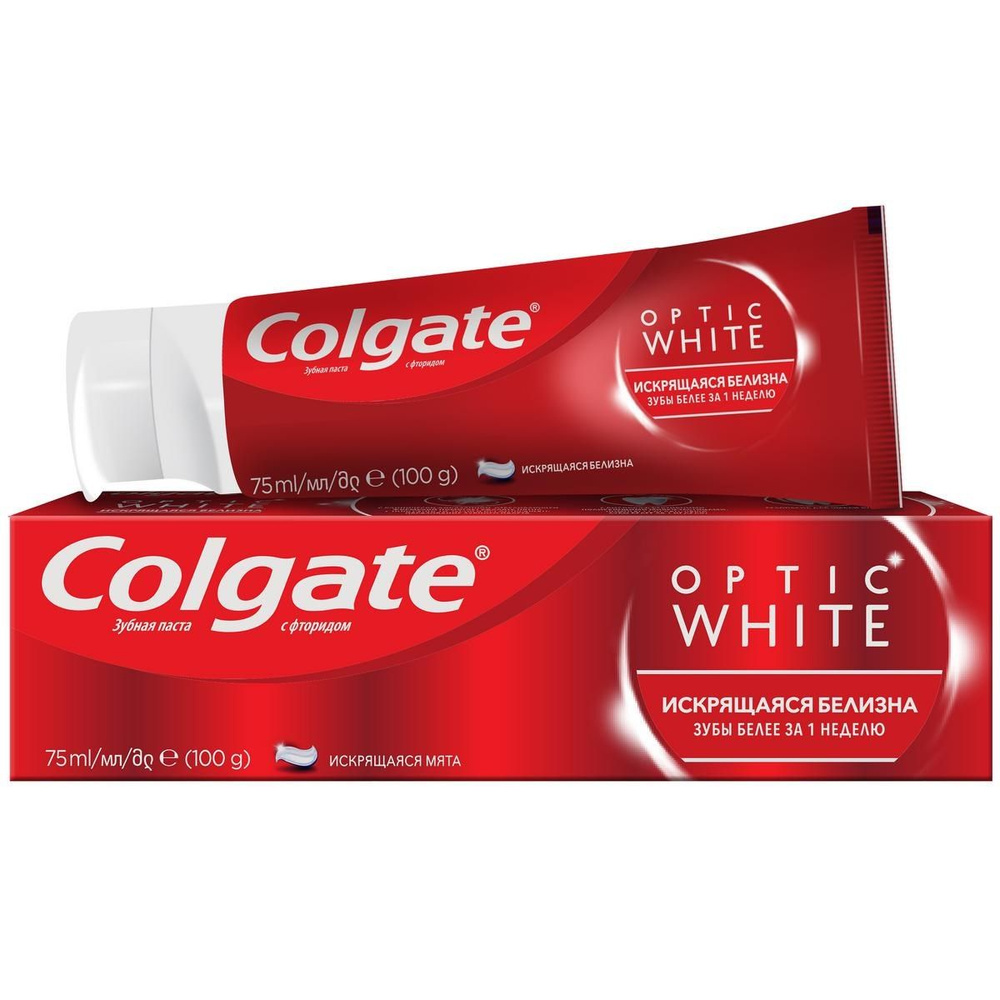 Зубная паста Colgate Optic White Искрящаяся белизна отбеливающая, 75мл, 6 штук  #1