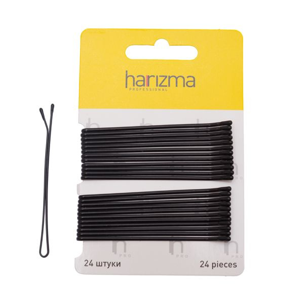 HARIZMA Невидимки 70 мм прямые черные 24 штуки harizma #1