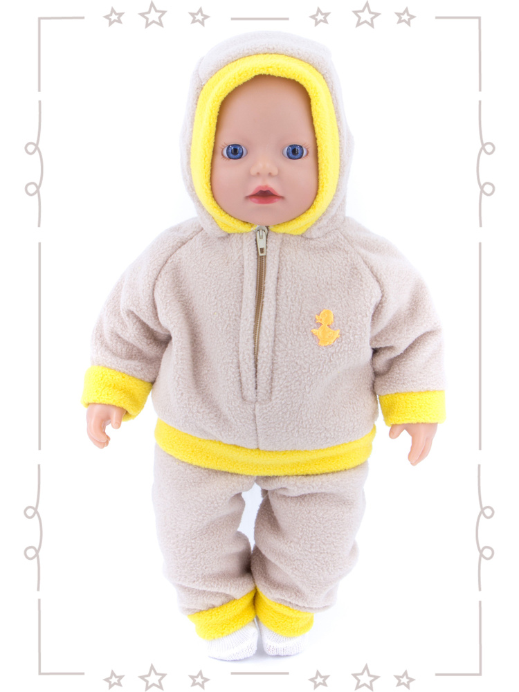 Одежда для кукол Модница Костюм из флиса для пупса Беби Бон (Baby Born) 32-35 см бежевый  #1