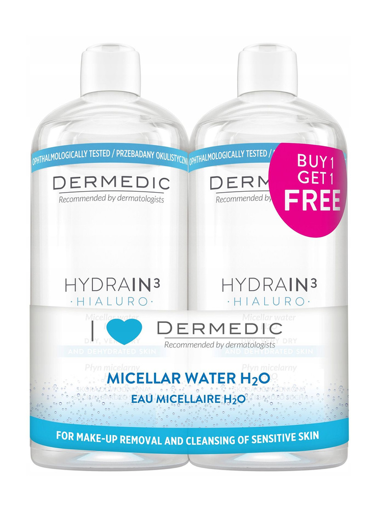 DERMEDIC Мицеллярная вода H2O Hydrain3 Hialuro, 2х500 мл #1