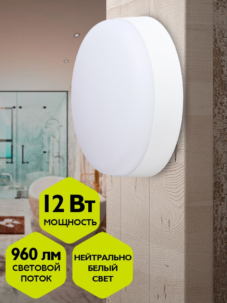 Cветильник пылевлагозащищенный ФАZА ДПО-1034 12w 4000K IP54 #1