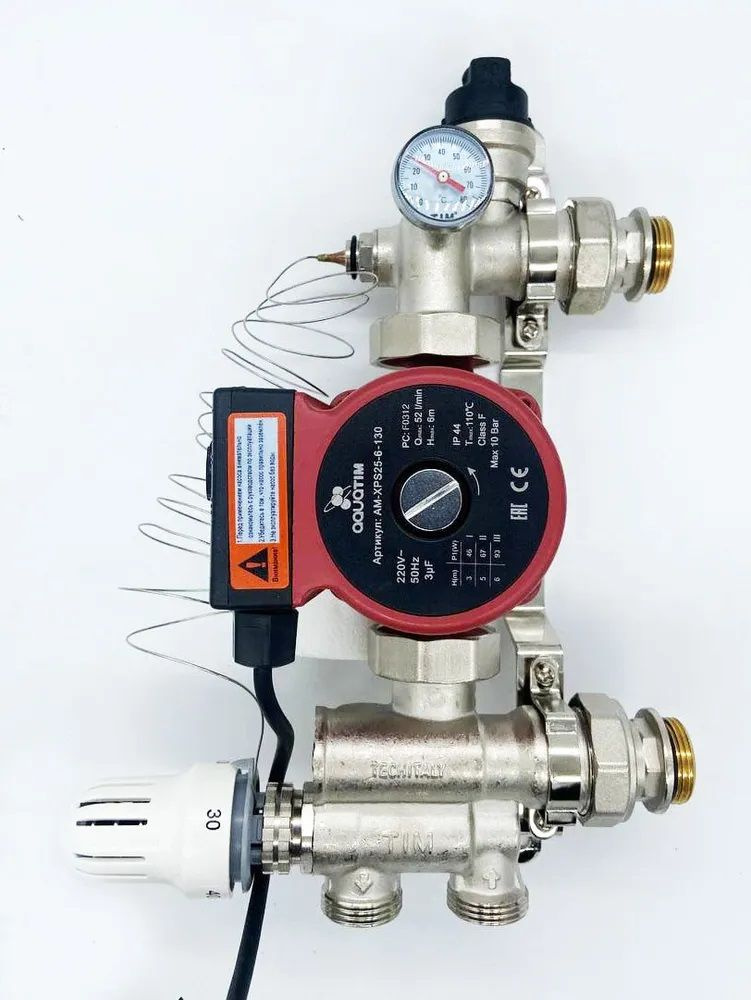 Насосно-смесительный узел теплого пола с насосом 25х60-130мм TIM подключение: 1" отопление/коллектор #1