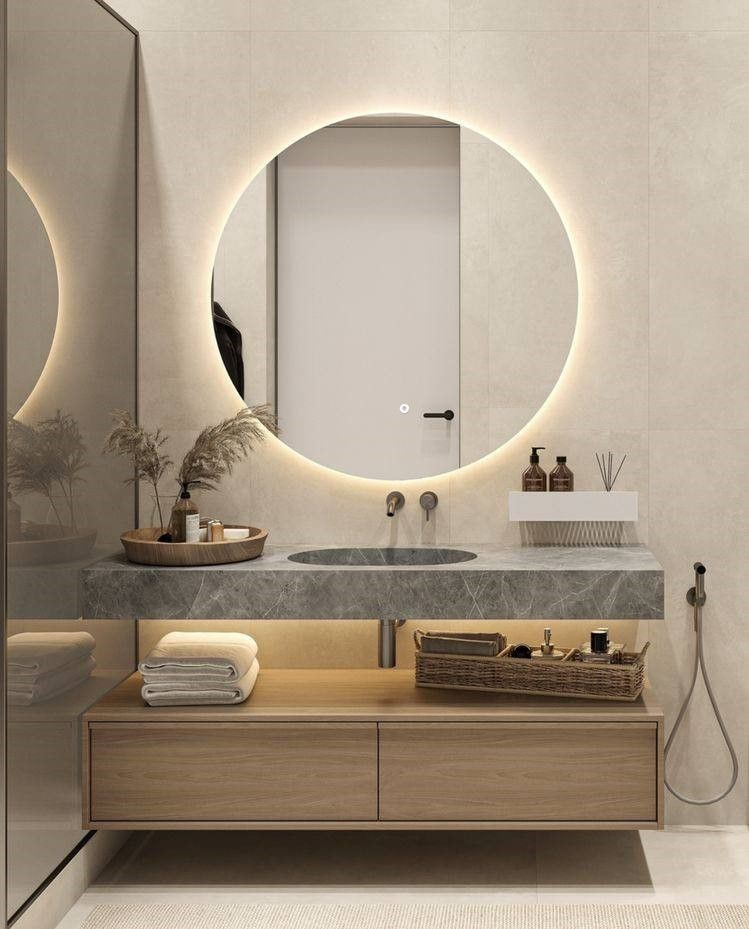 Зеркало круглое D60 для ванной с тёплой LED-подсветкой #1
