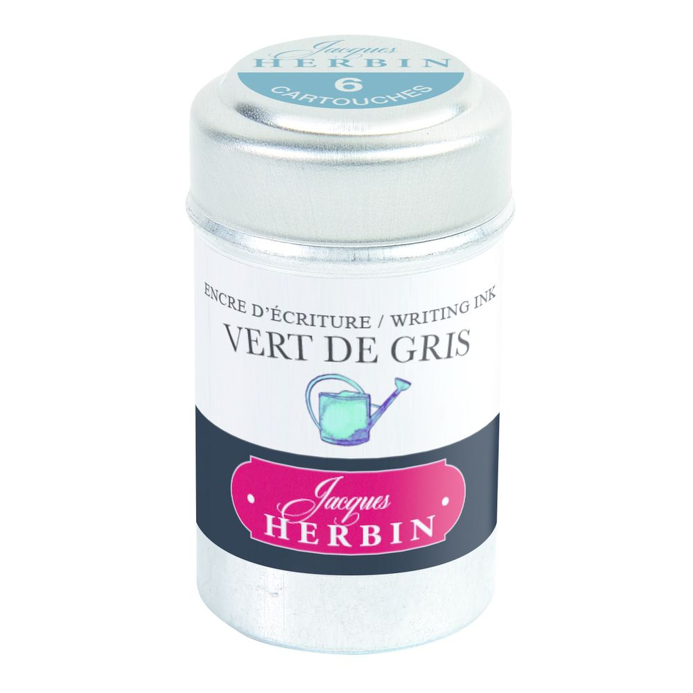 Картриджи для перьевой ручки Herbin, Vert de gris Зелено-серый, 6 шт, международный формат, короткие #1