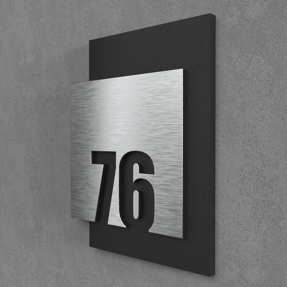 Цифры на дверь квартиры, табличка самоклеящаяся номер 76, 15х12см, царапанное серебро  #1