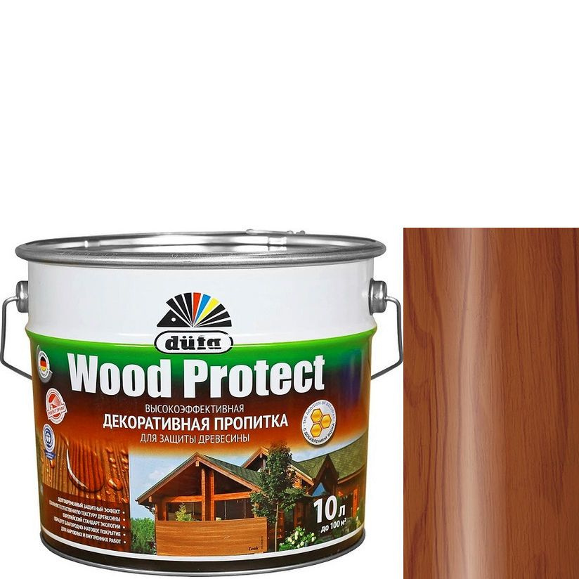 Пропитка декоративная для защиты древесины Dufa Wood Protect махагон 10 л.  #1