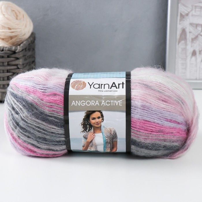 Пряжа для вязания YarnArt "Angora Active" 25% мохер, 75% акрил 500м/100гр, 848 персик-розовый-сирень #1