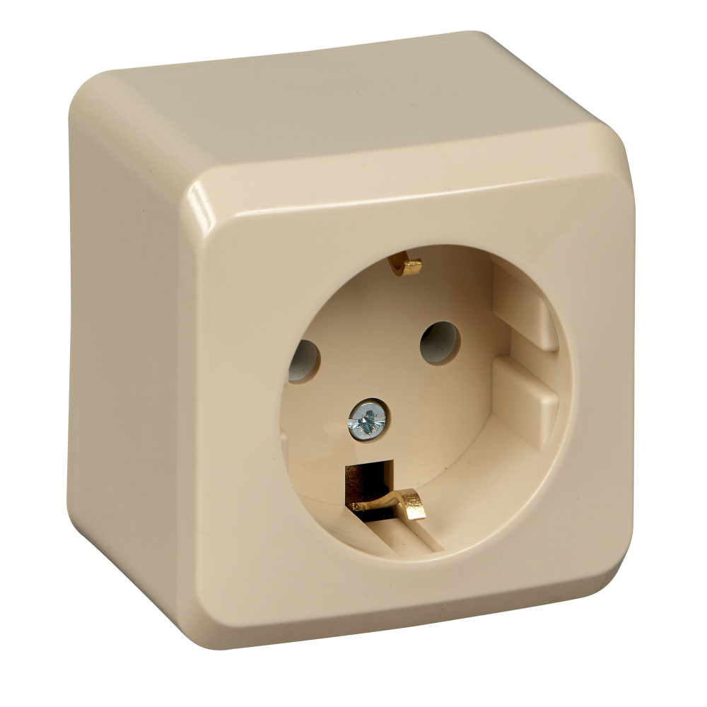 Розетка 1-м ОП Этюд Дача 16А защ. шторки с заземл. бук Schneider ...