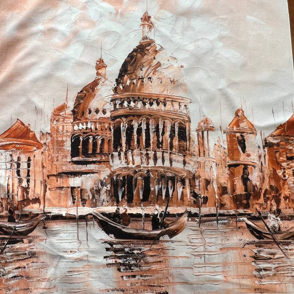 Мебельный купон на микровелюре. Картина на ткани Венеция. Фрагмент для оформления чехлов на подушки декоративных #1