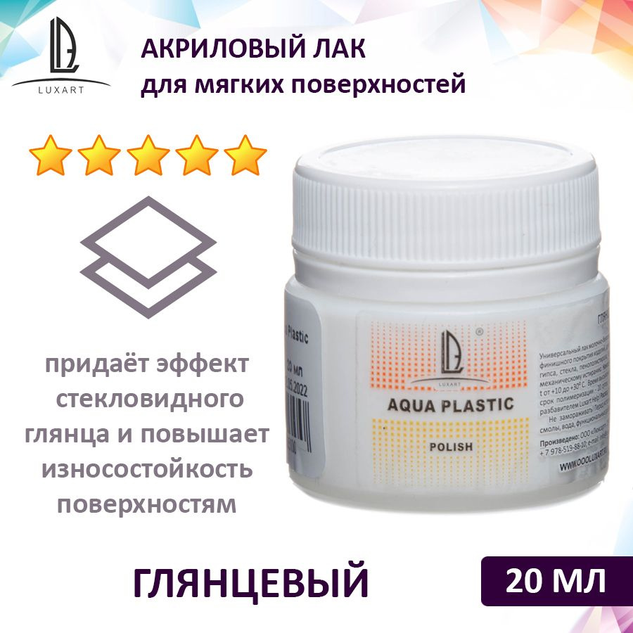 Luxart Polish Лак акриловый глянцевый Aqua Plastic (для мягких поверхностей) 20 мл  #1