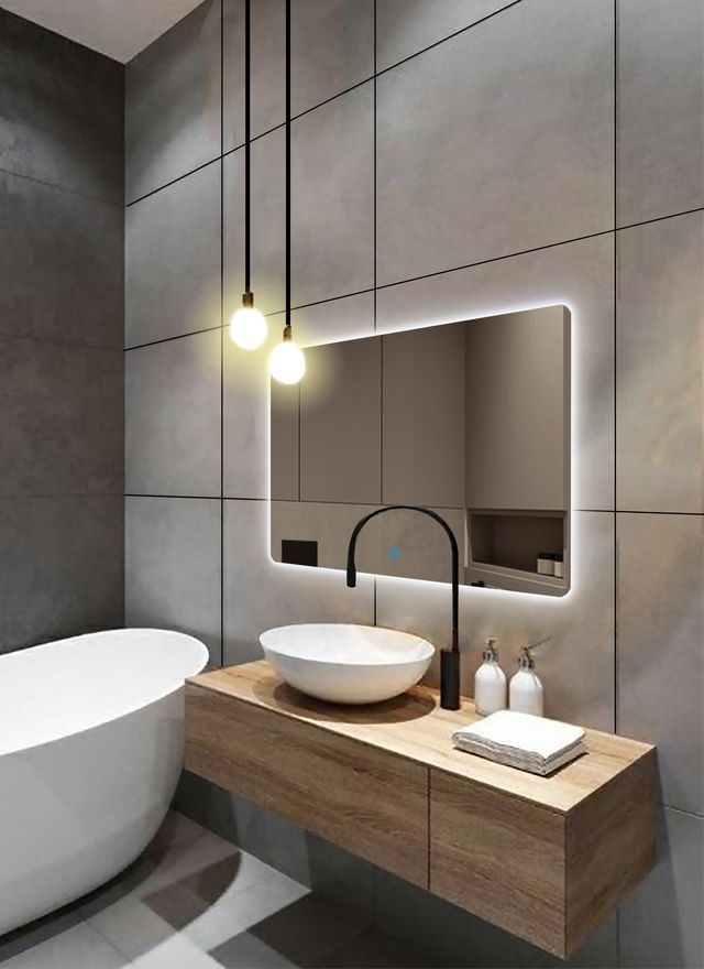 Зеркало для ванной Prisma 60*80 прямоугольное горизонтальное "парящее" с нейтральной LED-подсветкой  #1