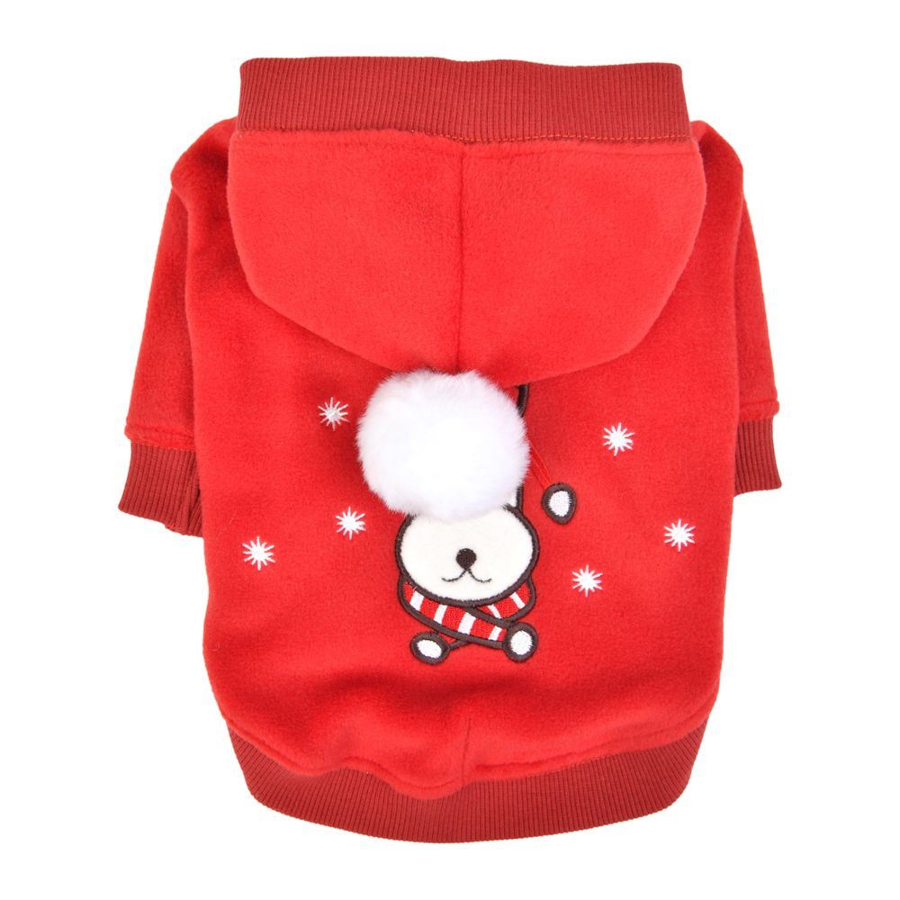 Новогодний свитер с капюшоном для собак PUPPIA "Blitzen", красный, L  #1