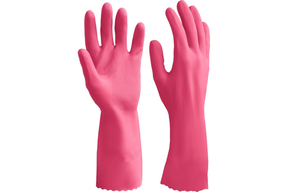 ЗУБР ЛАТЕКС+ перчатки латексные хозяйственно-бытовые, стойкие к кислотам и щелочам, размер M  #1