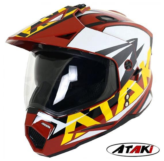 Мотард шлем эндуро ATAKI JK802 кроссовый мотошлем с визором RAMPAGE М(57-58) глянцевый  #1
