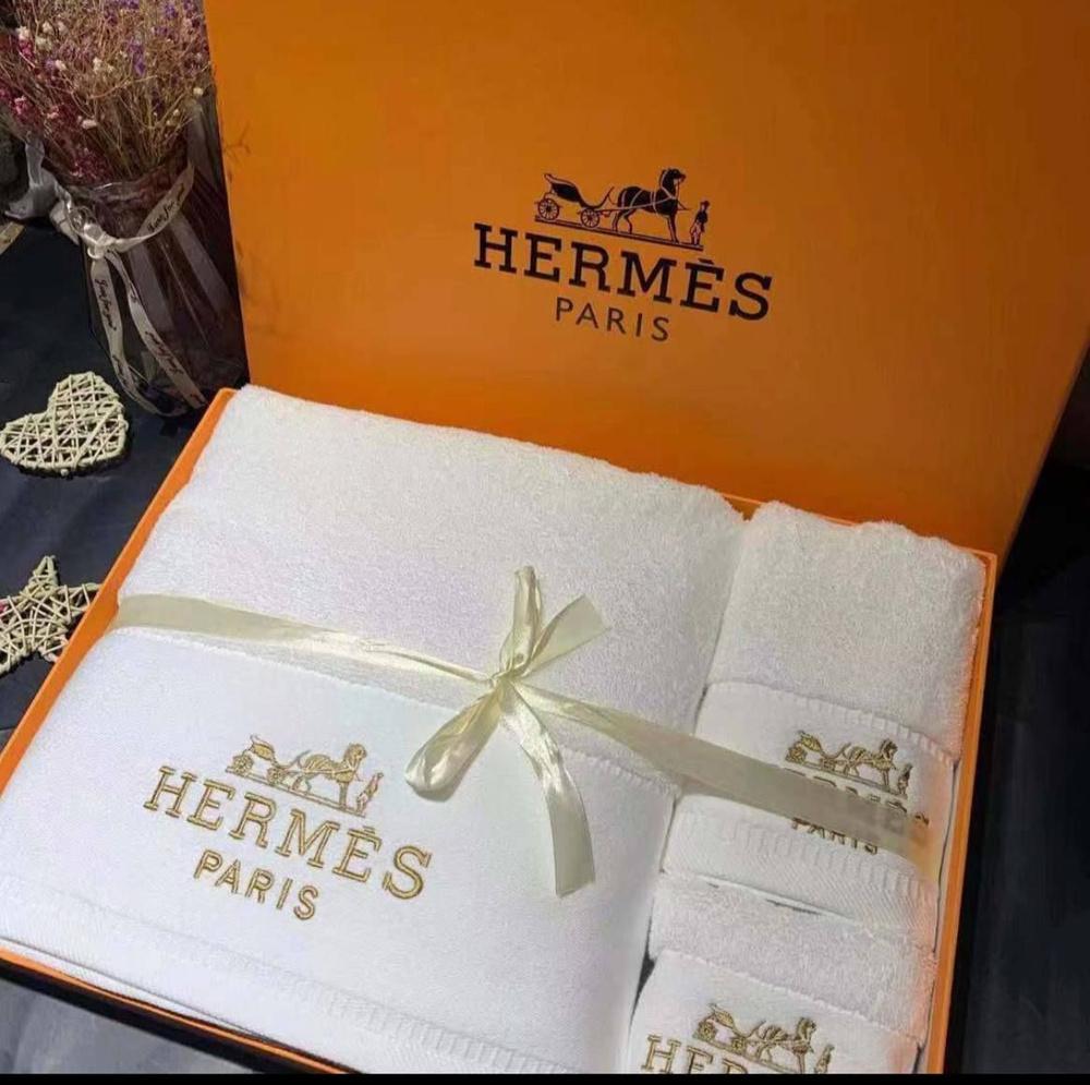 Hermes Набор полотенец для лица, рук или ног, Махровая ткань, 70x140, 35x75, 35x35 см, белый, 3 шт.  #1