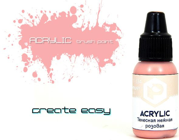 Pacific88 Acrylic, Краска акриловая для кисти, Матовая, Телесная нежная розовая (Bodily soft pink), 10 #1