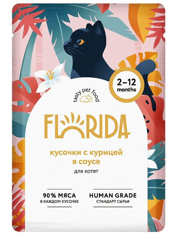 Корм Florida (в соусе) для котят, кусочки с курицей, 85 г x 12 шт  #1