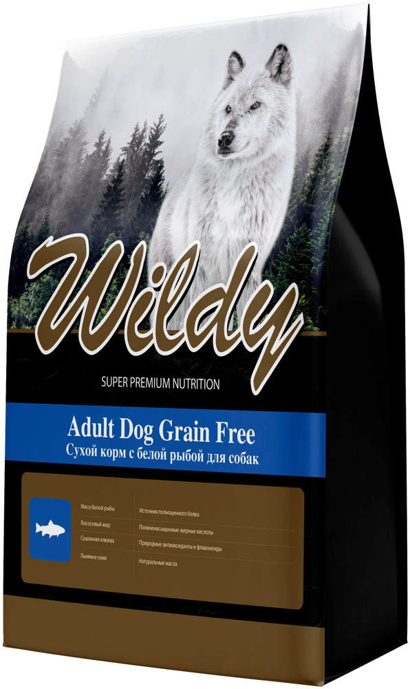 Корм Wildy Adult Grain Free для собак, беззерновой, с белой рыбой, 1 кг  #1