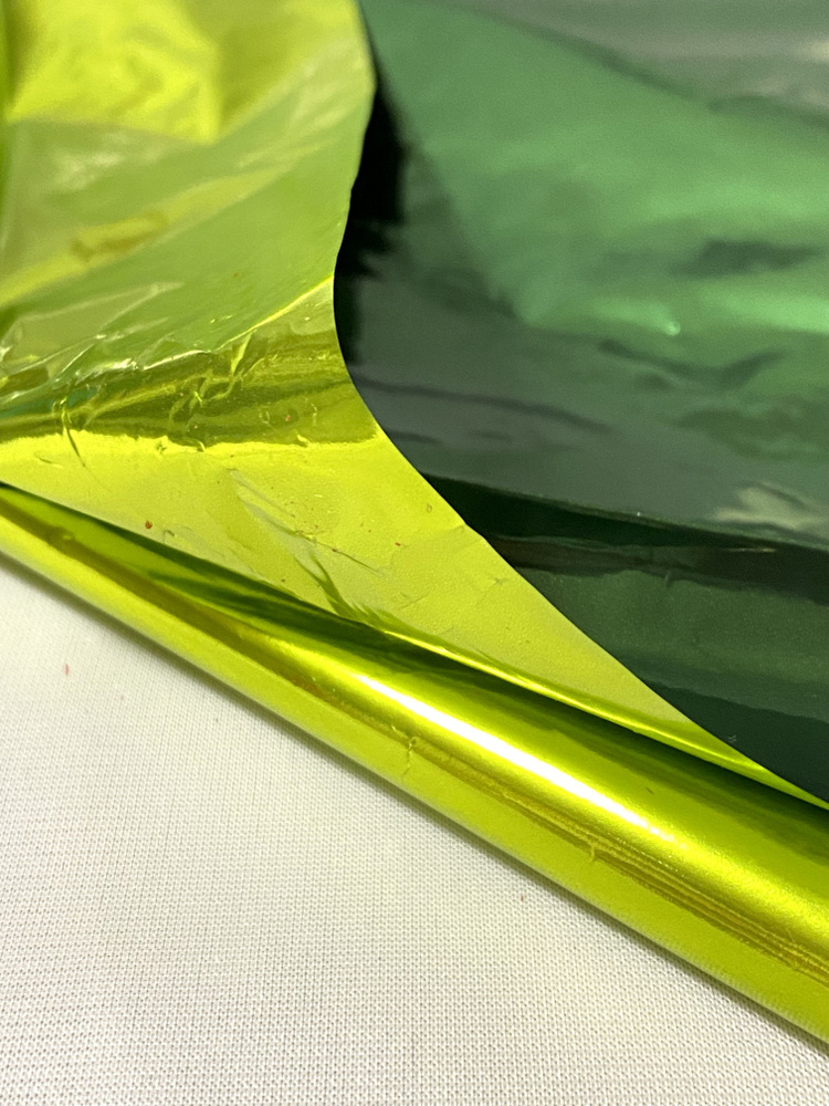 Полисилк металлик оливковый /зелёный двухсторонний для упаковки подарков и цветов, 1x3м  #1