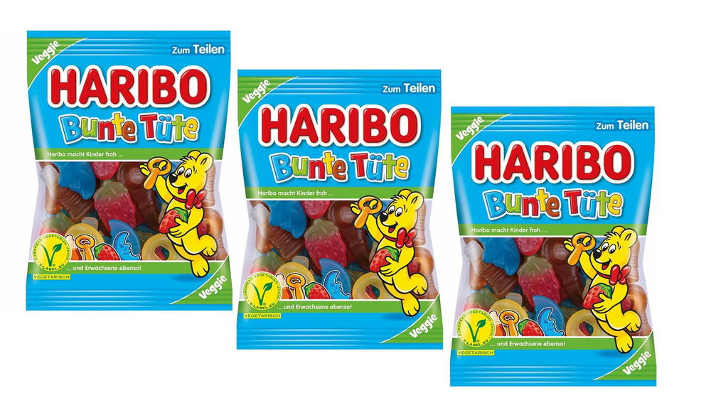 Мармелад жевательный Haribo Bunte Tute Vegan ( 3шт. х  175 гр) #1